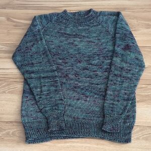 Handknit Handmade Teal Knit Sweater for Women